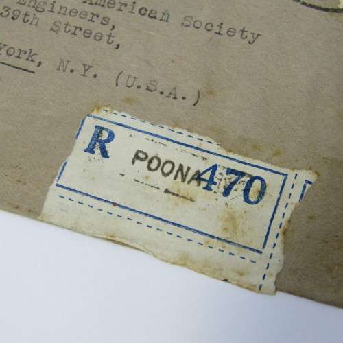 Airmail Registered Indian Cover to New York with lots of cancellations and examined label