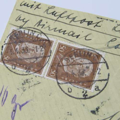 Berlin, Germany to Cape Town, South Africa by airmail, with two German stamps