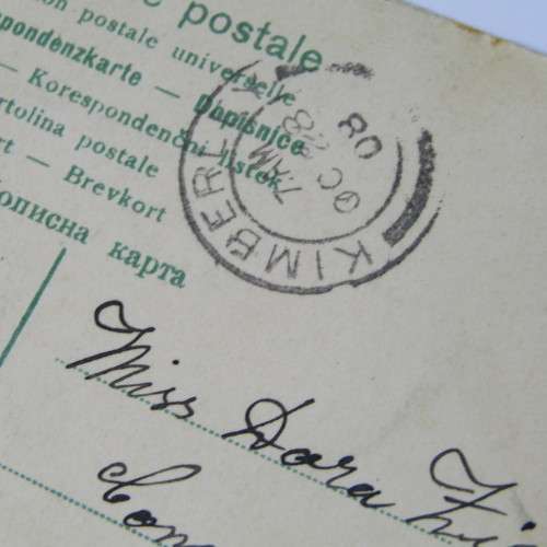 Deutsche Sea post to Kimberly, South Africa with a Deutsche stamp - 28 Oct 1908