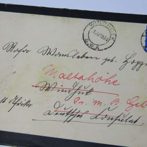 Berlin, Germany to Windhoek, South Africa with a German stamp, a Berlin 7 June 1934
