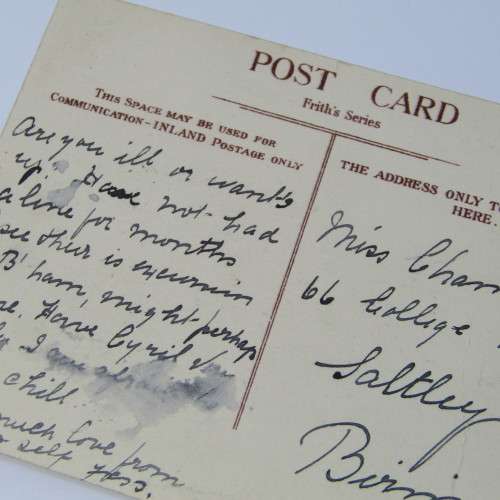 Postcard from Parkstone Poole England to Birmingham England with a half penny stamp