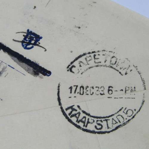 Southampton to Cape Town, South Africa by Airmail with two United States stamps