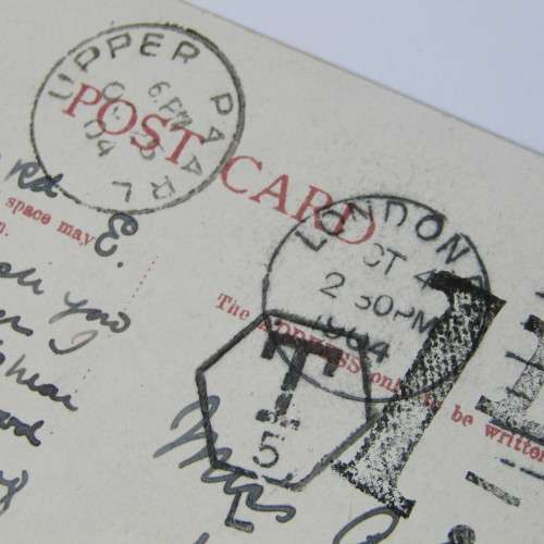 London Postcard to Upper Paarl, South Africa with a 1 Penny and a 5 Pence Tax stamp