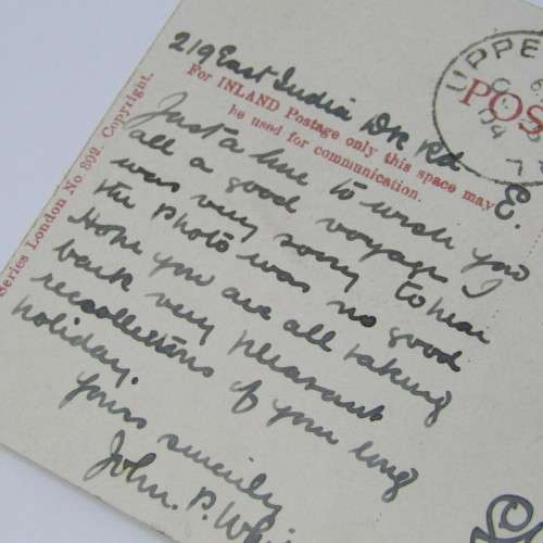 London Postcard to Upper Paarl, South Africa with a 1 Penny and a 5 Pence Tax stamp