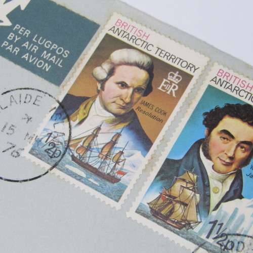 Adelaide Island airmail cover to Natal South Africa with three British Antarctic Territory stamps