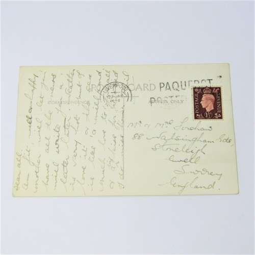 Liverpool Paquebot on reverse to England with an England stamp and an unclear Liverpool cancellation
