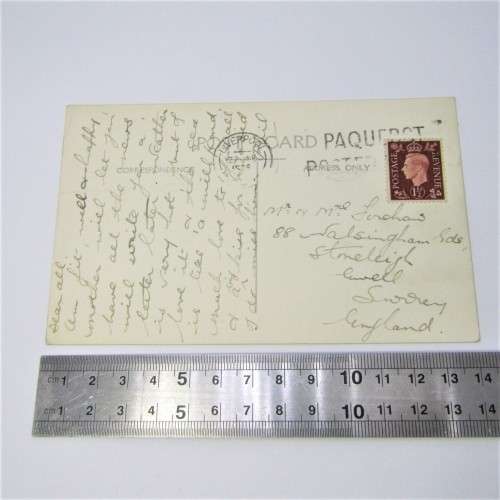 Liverpool Paquebot on reverse to England with an England stamp and an unclear Liverpool cancellation