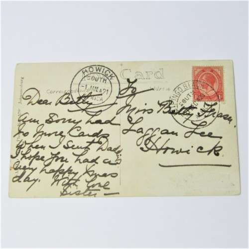 Internal South Africa photo postcard Isipingo Beach to Howick with a South Africa stamp, Isipingo Be