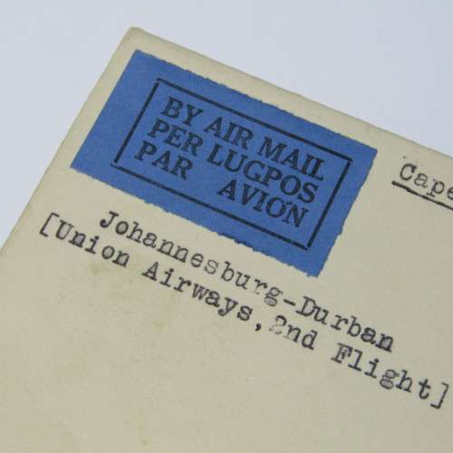 2nd Flight cover from Cape Town to Johannesburg with a South African stamp and a Cape Town