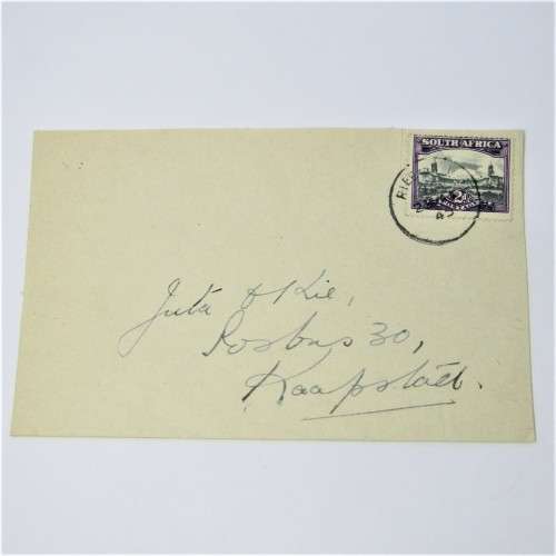 Riebeeck West to Cape Town with a South African 2d stamp and a Riebeeck West Relief cancellation