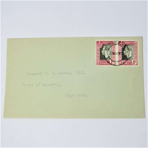 First Day cover from Zeekoehoek South Africa to Cape Town South Africa 12 May 1937 with SACC 71