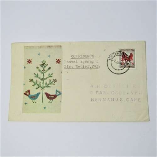 Postal cover from Confidence South Africa to Hermanus South Africa 7 June 1966 with RSA stamp
