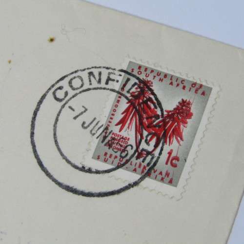 Postal cover from Confidence South Africa to Hermanus South Africa 7 June 1966 with RSA stamp