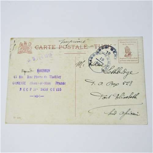 Paris censor cover to Port Elizabeth ( South Africa ) with a French stamp