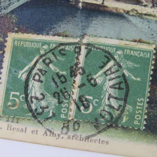 Paris censor cover to Port Elizabeth ( South Africa ) with a French stamp and an unclear Paris cance