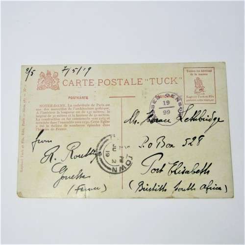 France censor postcard to Cape Town ( South Africa ) with two French stamps
