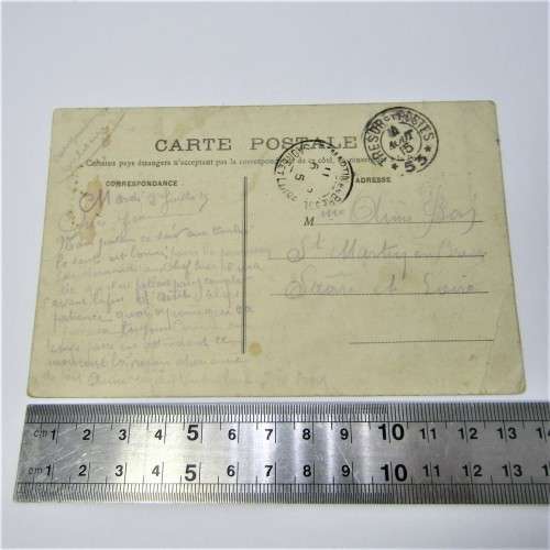 French Military postcard WW1, back stamped with a Resort Postes 4 Aug 1915 cancellation