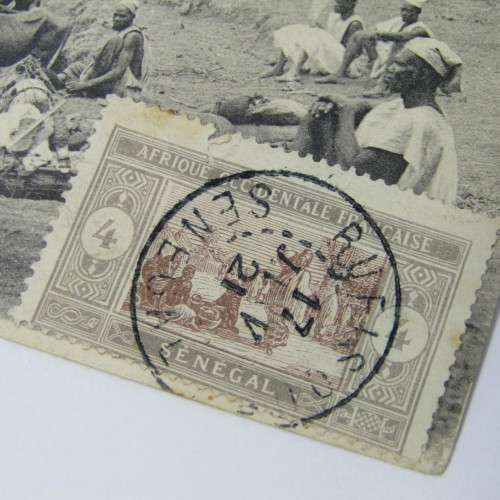Unaddressed Postcard from Rufisque Senegal 17 July 1921 with Senegal stamp