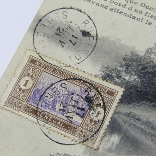 Unaddressed Postcard from Rufisque Senegal 17 July 1921 with Senegal stamp