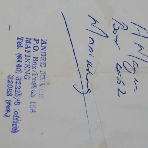Postal cover from Mafikeng Bophuthatswana to Stellenbosch South Africa 21 September 1982