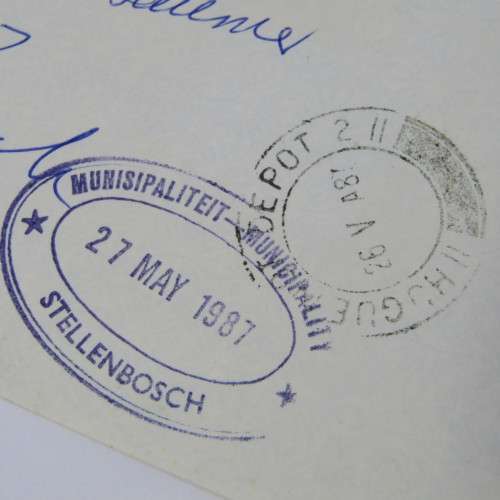 Letter from Venda to Stellenbosch through Huguenot Depot to Stellenbosch