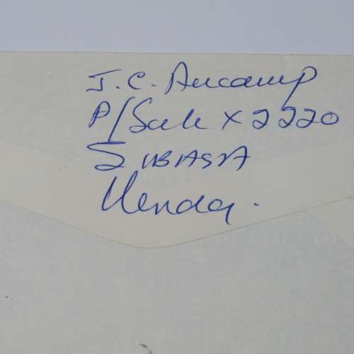 Letter from Venda to Stellenbosch through Huguenot Depot to Stellenbosch