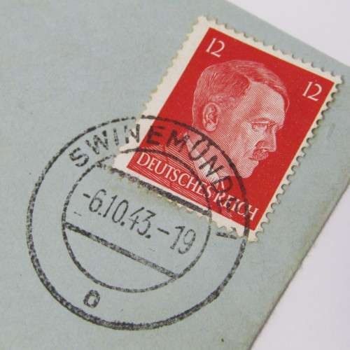 Swinemunde Germany to Rhein with a German stamp and a German stamp and a Swinemunde 6 Oct 1943