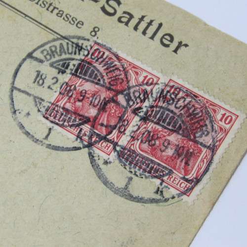 Braunschweig ( Germany ) to London with two German stamps and two Braunschweig 18 Feb 1908 cancellat