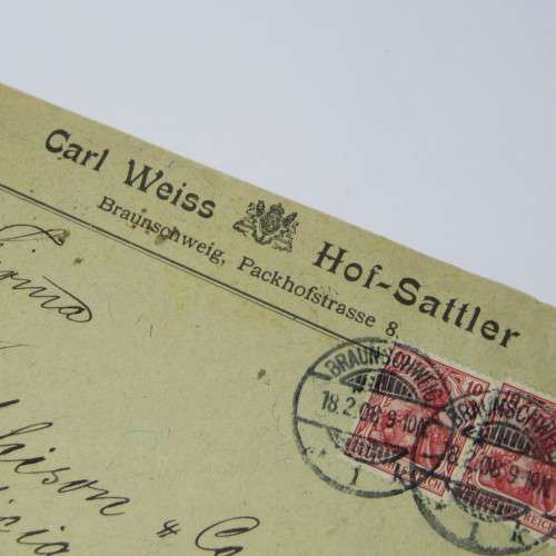 Braunschweig ( Germany ) to London with two German stamps and two Braunschweig 18 Feb 1908 cancellat