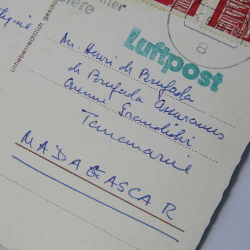 Germany to Madagascar with two German stamps a Munchen unclear 1966 cancellation