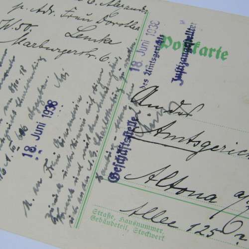 Berlin internal postcard with a German stamp and a Berlin 17 June 1938 cancellation
