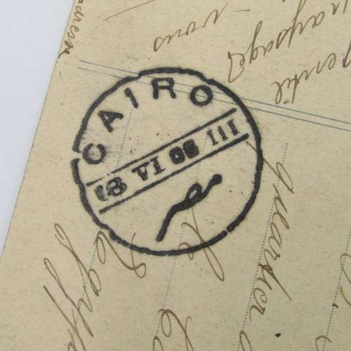 French postcard to Egypt with a French stamp and two Symphorien a Beautiran cancellations