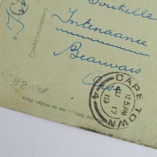 War orphans issue censored postcard from Paris to Cape Town
