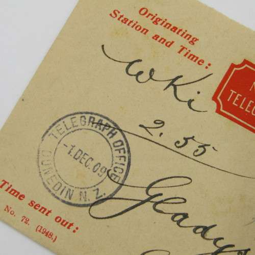 New Zealand Telegraphic message cover with Telegraph office, Dunedin