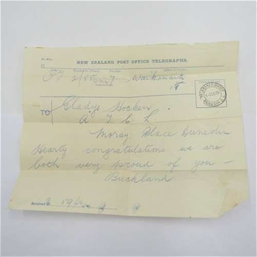 New Zealand Telegraphic message cover with Telegraph office, Dunedin