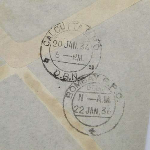 Australia Air Mail Cover from Brisbane with 7 x 2d stamps to Bombay