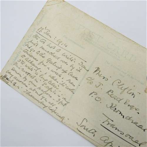 Australian 1d on postcard 1914, ship room, Western Australia, Perth cancellation to South Africa