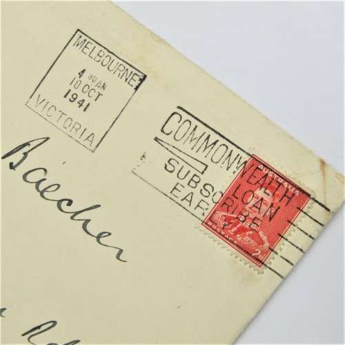 Australian 2d with Common Wealth loan, subscribed early 1941 Victoria cancellation to Rhodesia