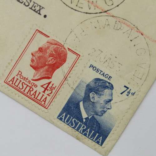 Australia used in Papua New Guinea Registered Air Mail to England