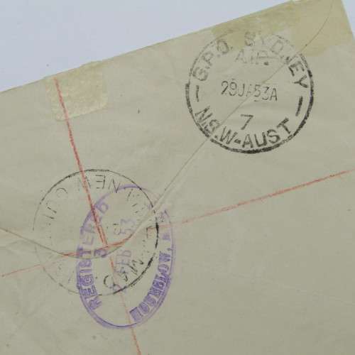 Australia used in Papua New Guinea Registered Air Mail to England