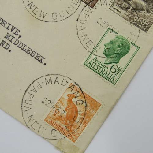 Australian airmail with 12d - 3d - 6d - 6 12d and 9d airmail to England - 22 December 1952