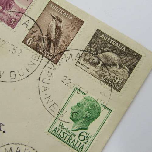 Australian airmail with 12d - 3d - 6d - 6 12d and 9d airmail to England - 22 December 1952