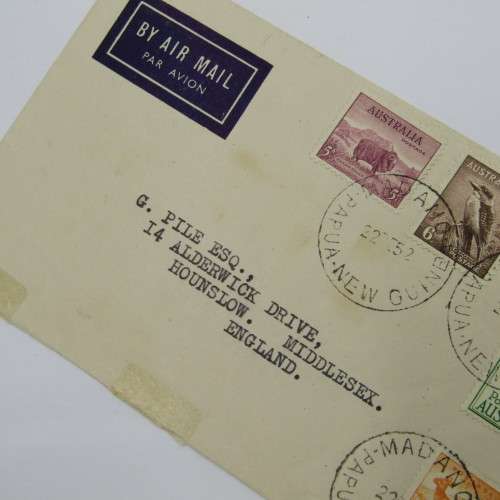 Australian airmail with 12d - 3d - 6d - 6 12d and 9d airmail to England - 22 December 1952