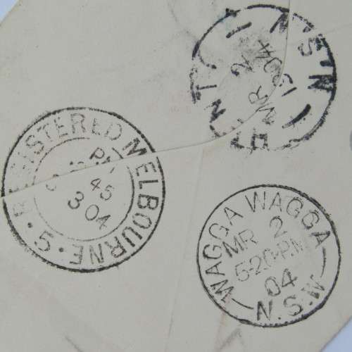 New South Wales 1d and 4 pence with Henty 1904 to Tasmania Registered cover