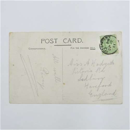 1911 British post card of Curandero arriving at Liverpool