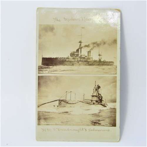 Picture Of modern Navy and the H.M.S Breadnoughts Submarine Post card