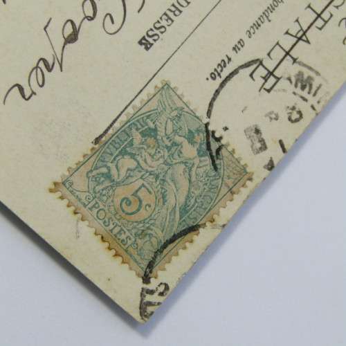 Postcard from Amiens France to Port Elizabeth South Africa with French stamp