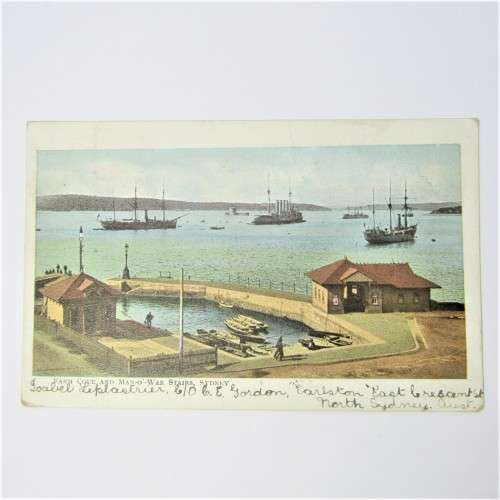 Postcard from England to Graaff Reinet with two stamps and Unclear cancellation