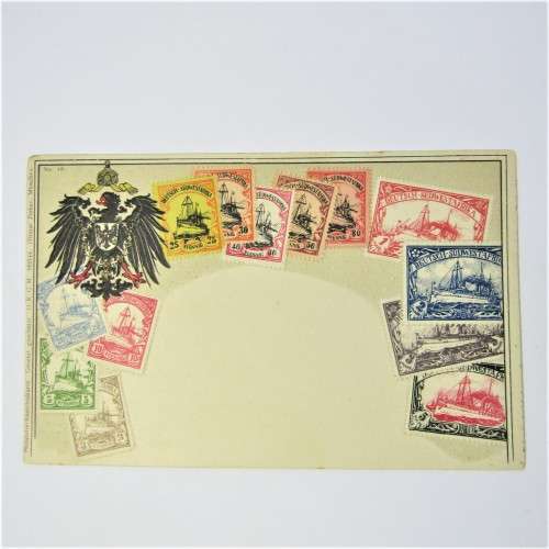 Zepper postcard of German South West Africa stamps