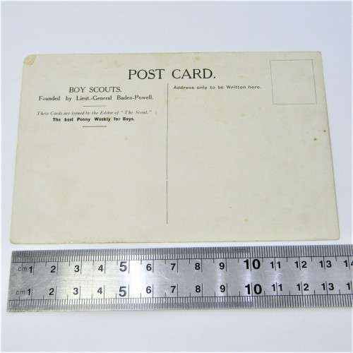Boy Scouts postcard showing how they send baggage across the river - unused